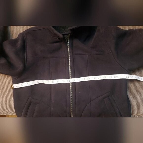 Streetwear Aviator Jacket Black Sherpa Lined Vintage Bomber - Picture 10 of 12